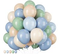 Jobkoo Sage Green Dusty Blue Balloons, 12 Inch Retro Slate Light Blue Olive Green White Sand Beige Nude Eucalyptus Latex Balloon for Boho Rabbit Birthday Wedding Toy Baby Shower Woodland Party Decor