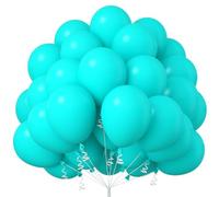Jobkoo Teal Balloons 12 Inch Teal Blue Balloon 50 Pack Turquoise Latex Balloons Round Aqua Green Party Helium Balloons for Arch Kit for Kids Birthday Wedding Luau Ocean Baby Shower Party Decorations
