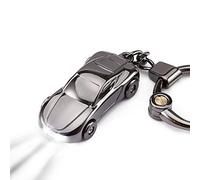 Jobon Creative Key Chain Car Keychain Flashlight with 2 Modes LED Lights 2 in 1 Car Key Chain Ring for Office Backpack Purse Charm,Great Gift for Men or Women (Gray)