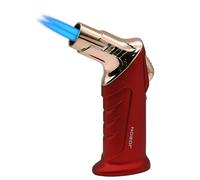 JOBON Torch Lighter, Adjustable Lockable Continuous Double Jet Flame Refillable Portable Gas Fuel Lighter Gift for Men,Candle (Butane Not Included) (Red)