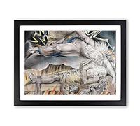 Jobs Evil Dreams By William Blake Classic Painting Framed Print | A4 Black Framed Wall Art | Ready to Hang | Classic Historical Picture | Living Room Bedroom Lounge Office