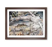 Jobs Evil Dreams By William Blake Classic Painting Framed Print | A4 Walnut Framed Wall Art | Ready to Hang | Classic Historical Picture | Living Room Bedroom Lounge Office