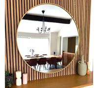 Jobu | 120cm Round Gold Metal Wall Mirror - Large Circular Statement Mirror for Living Room, Hallway & Bedroom | Rei