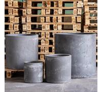 Jobu | 40cm Medium Cylinder Planter for Herbs and Patio Plants - 34 L Aurella - Onyx Dusk (Charcoal Black Grey)