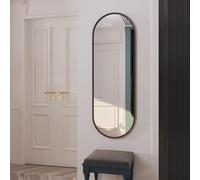 Jobu | Black - 120x40cm Double Arched Full Length Wall Mirror - Slim Vertical or Horizontal Mirror for Narrow Spaces | Emi