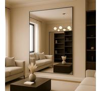 Jobu | Black - 200x150cm Oversized Rectangular Wall Mirror - Full Length Steel Frame Mirror for Living Rooms, Bedrooms, Hallways & Interior Designers | Takara