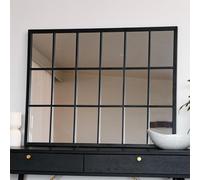 Jobu | Black Window Lattice Mirror Home - 90cm x 70cm, Rectangle Wall Mirror, Stylish Room Feature for Home & Office | Kyo