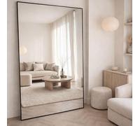 Jobu Extra Large Wall Mirror, Oversized Full Length Rectangular Black Metal Frame Mirror for Bedroom, Gym & Hallway, 200x120cm