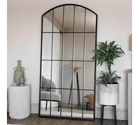 Jobu | Full Length Black Metal Arched Lattice Window Mirror - 180cm x 90cm | Tomi