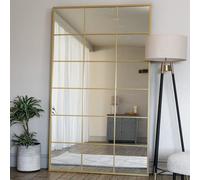 Jobu | Full Length Gold Mirror - 200cm x 120cm | Large Rectangle Modern Wall & Standing Mirror with Lattice Design for Bathroom, Bedroom, or Hallway | Kyo