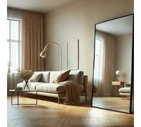 Jobu | Full Length Mirror Home - 180cm x 105cm Black Metal Rectangle Mirror, Standing or Wall Mounted, HD Glass, Durable & Stylish Design | Takara