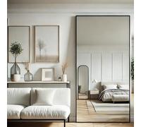 Jobu | Black - 180x90cm Large Rectangular Wall Mirror | Modern Wide Full Length Mirror for Bedrooms, Hallways & Living Rooms | Landscape or Portrait Mount | Takara