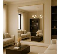 Jobu | Gold - 200x150cm Extra Large Rectangular Wall Mirror - Modern Full Length Leaner Mirror for Living Rooms, Bedrooms, Hallways & Dressing Areas - Metal Frame - Takara