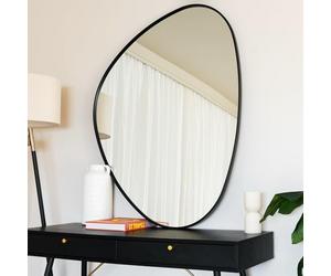 Jobu | Irregular Shaped Mirror with Black Metal Frame - 120cm x 90cm Large Wall or Leaning Mirror for Bedroom, Living Room, Hallway or Bathroom | Izumi