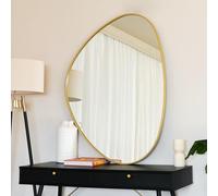 Jobu | Irregular Shaped Mirror with Gold Metal Frame - 120cm x 90cm Large Wall or Leaning Mirror for Bedroom, Living Room, Hallway or Bathroom | Izumi