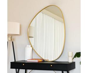 Jobu | Irregular Shaped Mirror with Gold Metal Frame - 120cm x 90cm Large Wall or Leaning Mirror for Bedroom, Living Room, Hallway or Bathroom | Izumi