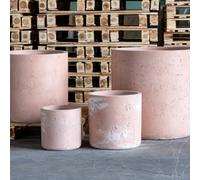 Jōbū Jobu Home - 30Cm Medium Round Concrete Planter For Herbs And Small Shrubs - 13L Aurella - Blushstone (Pink Beige)