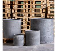 Jōbū Jobu Home - 30Cm Medium Round Concrete Planter For Herbs And Small Shrubs - 13L Aurella - Onyx Dusk (Black Grey Charcoal)