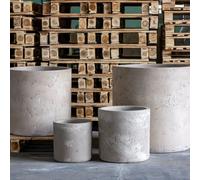 Jōbū Jobu Home - 30Cm Medium Round Concrete Planter For Herbs And Small Shrubs - 13L Aurella - Truffle (Taupe Beige Light Brown)