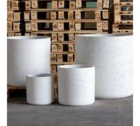 Jōbū Jobu Home - 30Cm Medium Round Concrete Planter For Herbs And Small Shrubs - 13L Aurella - White Mist (White Off-White Cream)