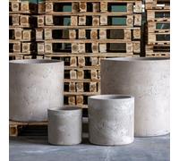 Jōbū Jobu Home - 55Cm Large Cylinder Planter For Bushes And Feature Plants - 93L Aurella - Truffle (Taupe Beige Light Brown)