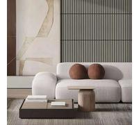 Jōbū Jobu Home - Acoustic Wall Panel Wood Veneer Slatted 3D Panels For Home Decor - 60Cm (L) X 60Cm (W) X 2.1Cm (D) (Grey Oak - 4 Pack)