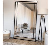 Jobu | Full Length Black Metal Window Mirror - 200cm x 120cm Large Rectangular Leaner or Wall Mirror for Bedroom, Living Room or Bathroom | Aimi