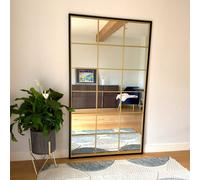 Jōbū Jobu Home - Kyo - Full Length Black & Gold Metal Rectangle Lattice Grid Mirror - 180Cm X 105Cm