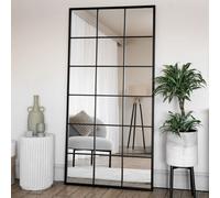 Jōbū Jobu Home - Kyo - Full Length Black Metal Rectangle Lattice Window Mirror - 180Cm X 90Cm
