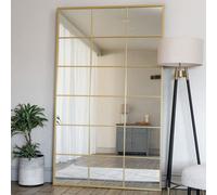 Jōbū Jobu Home - Kyo - Full Length Gold Metal Rectangle Lattice Window Mirror - 180Cm X 90Cm