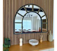 Jōbū Jobu Home - Mio - Black & Gold Metal Arched Window Mirror - 95Cm X 120Cm