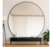 Jobu | Black - 180cm XXL Round Wall Mirror - Modern Full Length Circle Mirror for Living Room, Hallway, or Bedroom | Rei