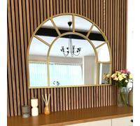 Jobu | Metal Gold Arched Window Mirror -120cm x 95cm for Bedroom, Hallway or Living Room | Mio