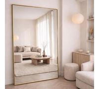 Jobu Oversized Full Length Rectangular Mirror 200x120cm, Gold Metal Frame