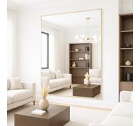 Jobu Oversized Full Length Rectangular Mirror 200x150cm, Gold Metal Frame