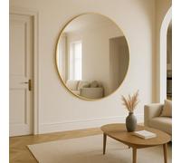 Jobu Oversized Round Wall Mirror 150cm, Gold Metal Frame