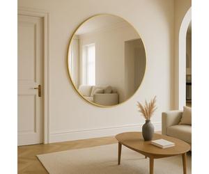 Jobu Oversized Round Wall Mirror 150cm, Gold Metal Frame