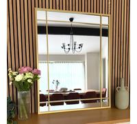 Jobu | Rectangle Mirror with Metal Window Frame Style in Gold - 95cm x 120cm for Bedroom, Hallway or Living Room | Aimi