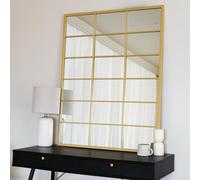 Jobu | Rectangle Mirror with Metal Window Frame Style in Gold - 95cm x 120cm for Bedroom, Hallway or Living Room | Kyo
