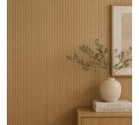 Jobu Small Fluted Mini Ribbed Wall Panels in Natural Oak, 240cm x 60cm, (2 Pack)
