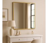 Jobu Wall Mounted Rectangle Mirror 120cm x 95cm, Gold Metal Frame