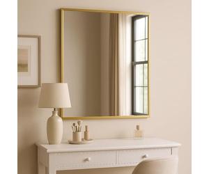 Jobu Wall Mounted Rectangle Mirror 120cm x 95cm, Gold Metal Frame