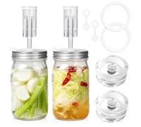 JOBVERT 2 Pack Fermentation Jar Kit,32 oz Mason Jar Fermentation Kit with Fermenting Weights and Airlocks,Wide Mouth Mason Jar for Pickling, Canning and Sauce