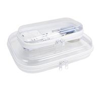 JOBVERT 2Pcs Clear Hard Shell Zipper Case, Clear Zipper Pouches for Storage, Bliss Bins Zippered Pouch Hard, Toiletries, Make Up Tools (Small and Medium)