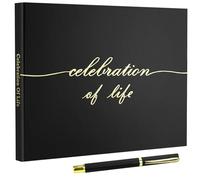 JOBVERT Funeral Guest Book for Memorial Service, Celebration of Life Guest Book with Memory Table Sign & 2 Pens, Elegant Funeral Book to Sign, Black Handcover Guest Book for Funeral, for 240+ Guests