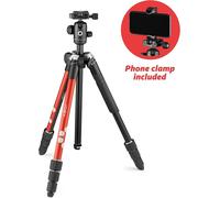 JOBY RangePod, Aluminium Traveller Camera/SmartphoneTripod with Ball Head, Universal Smartphone Clamp and Carrying Bag, for CSC,DSLR, Mirrorless, Mobile Phones, Red for Photo,Video, Vlogging, YouTube