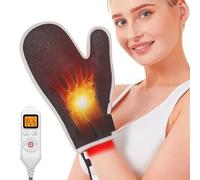 JOBYNA Red Light Therapy Glove, 850nm Near Infrared Light and 660nm Red Light for Hand, Wrist, Finger, Auto Shut-off and Adjustable Temperature, USB or Socket Power Supply