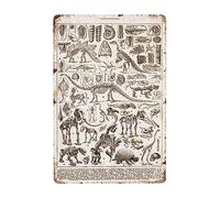 JOCASA Dinosaur Fossils Vintage Metal Poster Sign Decor-Retro Aluminum Metal Tin Sign for Home Wall Decor, Office, Bedroom, Signs Gift,12''x 8''