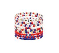 Jocbean Mardi Gras Stackable Beaded Bracelets for Women Carnival Bracelet Jewelry, S, Resin, no gemstone