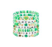 Jocbean Mardi Gras Stackable Beaded Bracelets for Women Carnival Bracelet Jewelry, S, Resin, no gemstone